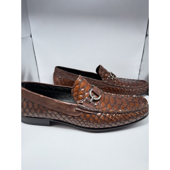 DONALD J PLINER Shoes Vero Cuoio Men’s Brown Crocodile Embossed Loafer 13 M - Picture 3 of 6